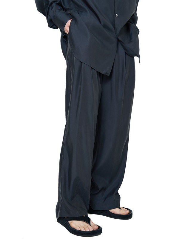 ssstein "CUPRO TWILL WIDE EASY TROUSERS 〔BLACK〕"