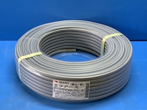未使用 ヤザキ エフアース VVF ケーブル 【2 x 2.0 +1 x 1.6 mm】 (PbF) 灰 (黒白+緑) 100m ④