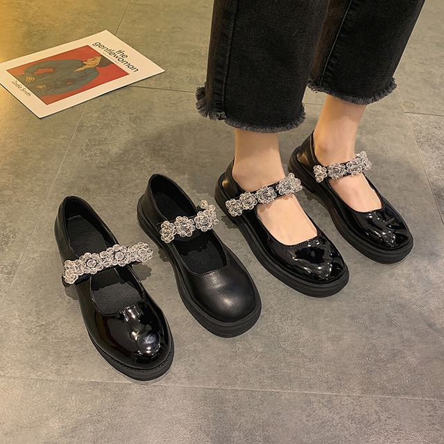 シングルレディースブラックスタンダードスタイルレザー 靴 シューズ レトロ フェイクシューズ47110280230