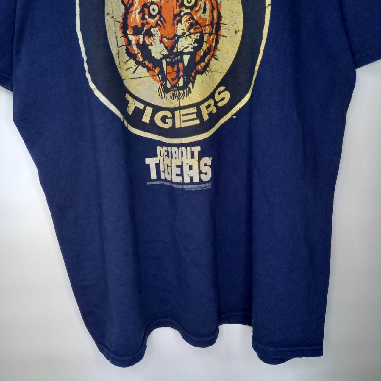 正規品　MLB　クルーネック　ベースボールTシャツ　タイガース　ビッグロゴ　紺