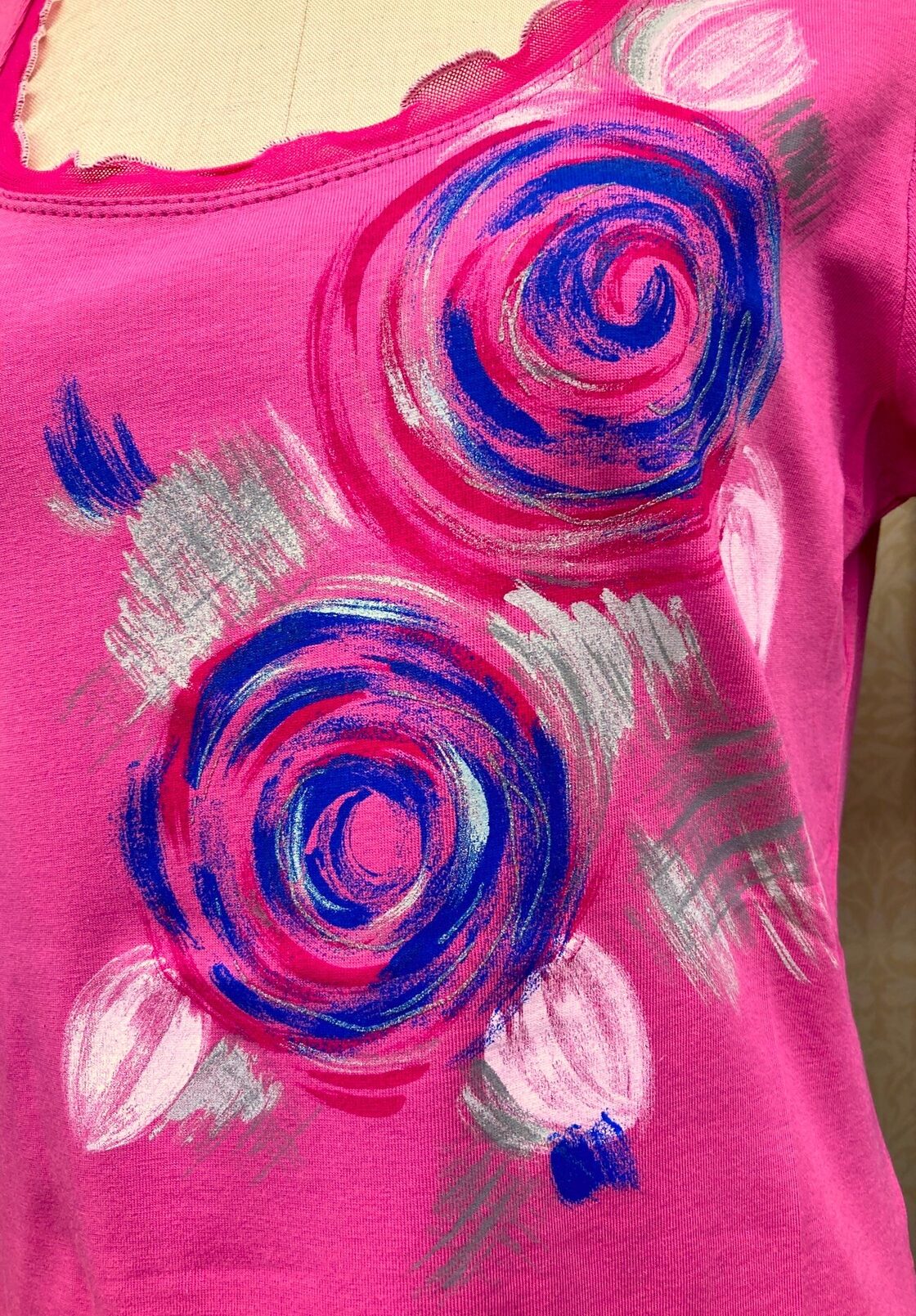 SALE 訳ありインポート半袖カットソー薔薇ピンク【VALLERI】(MADE IN 