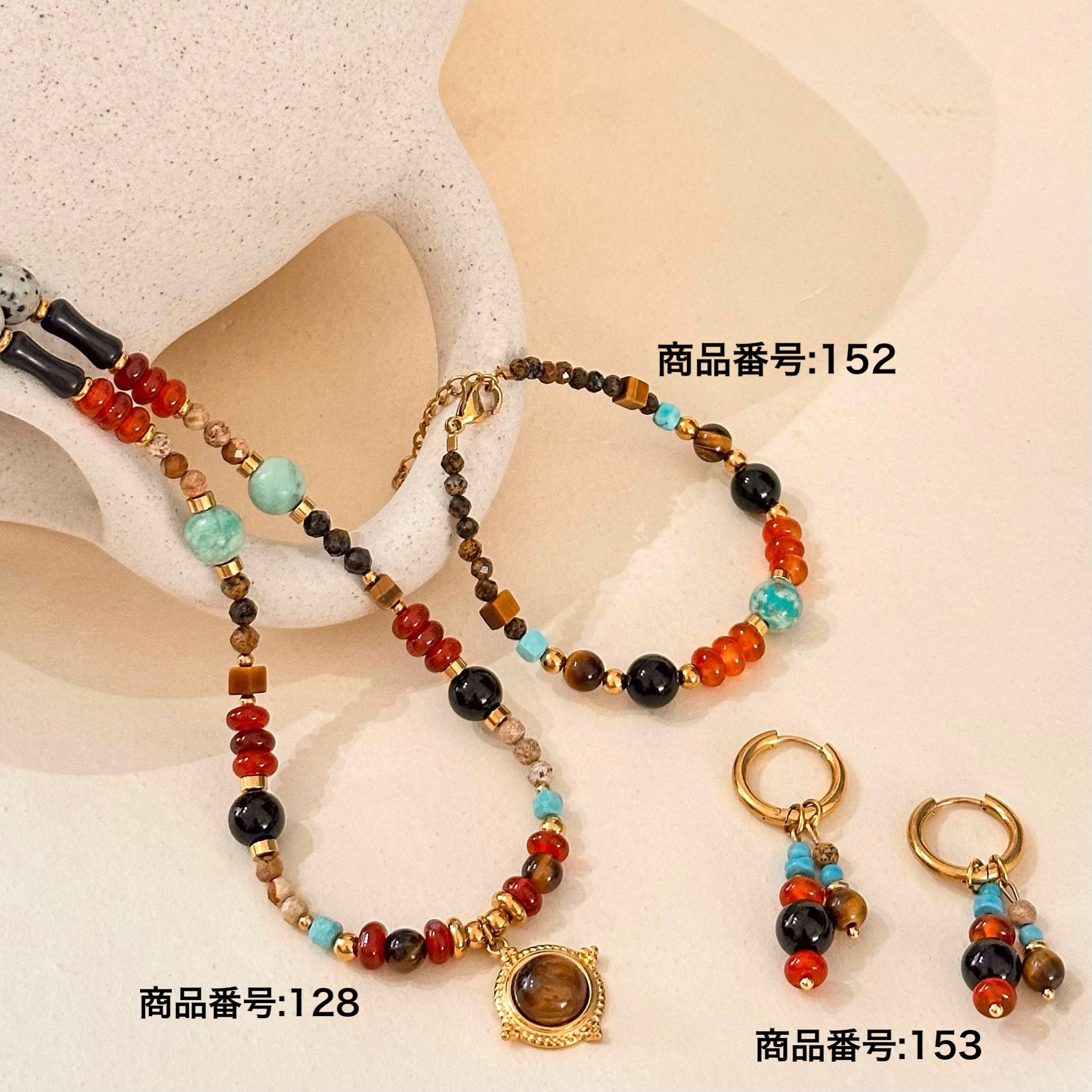 ハンドメイド エスニック 琥珀風チャーム レトロ ネックレス | rumiru