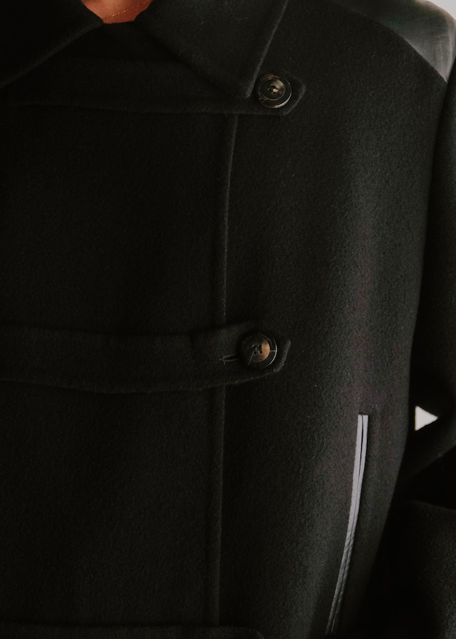 90's Salvatore Ferragamo kid skin leather yoke toggleless coat