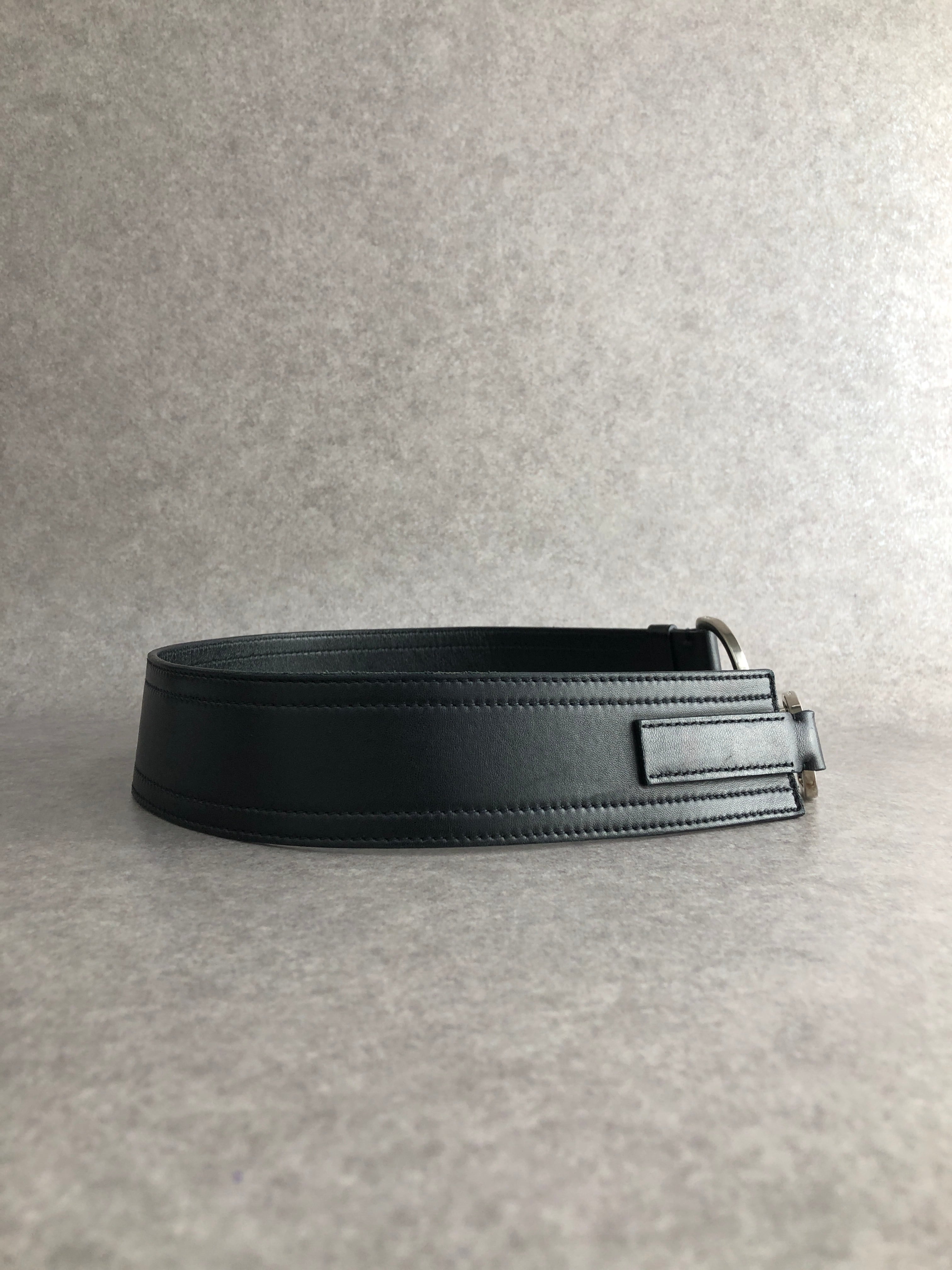 PRADA プラダ ベルト ブラック ロゴ レザー メタルバックル vintage