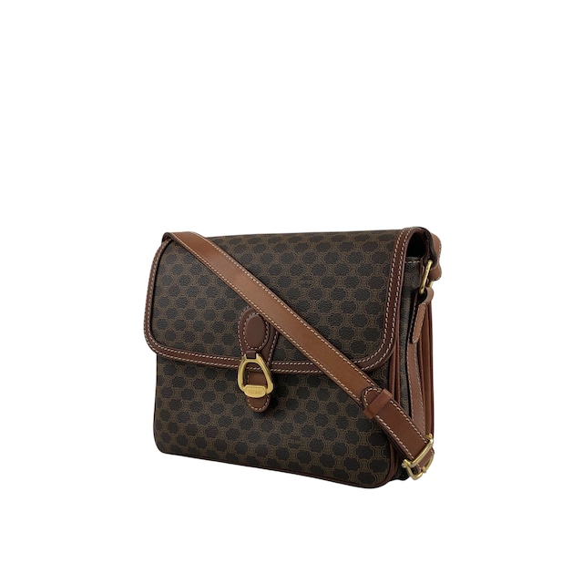 CELINE セリーヌ マカダム ショルダーバッグ ブラウン ホースシュー PVCレザー vintage ヴィンテージ オールド mxtw8i