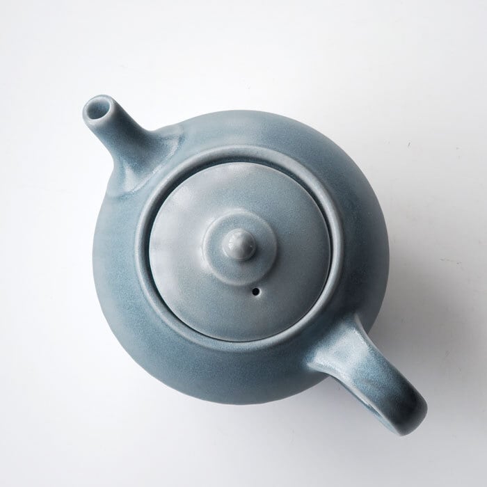 茶こし付き しのぎ ポット ブルーグレー ティーポット フィルター付き