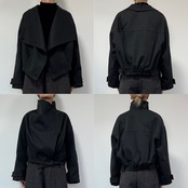 Asymmetric big collar 2way short BZ/dark gray