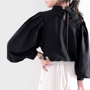 back ribbon volume sleeve blouse(3color)<t893>