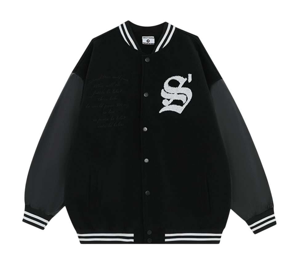 PU badge stadium jacket 0001