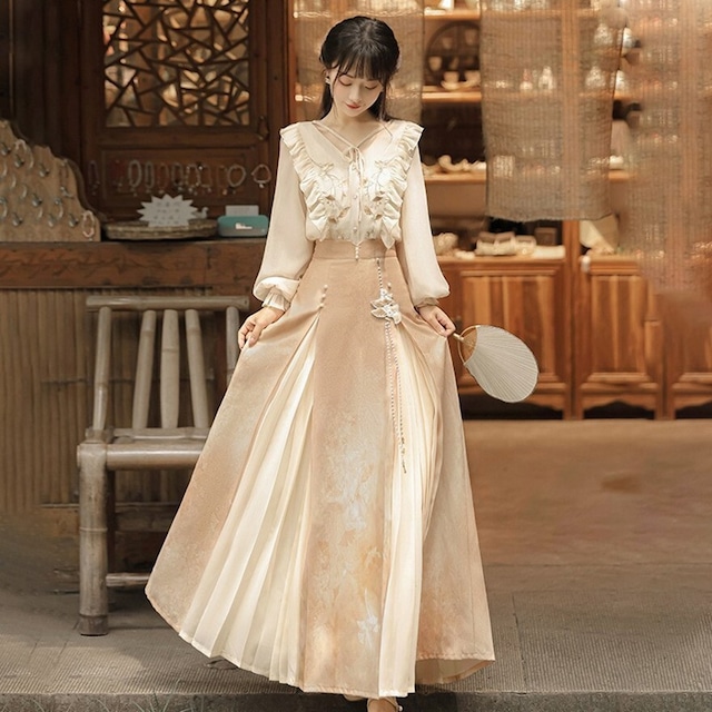 中華風 ロリィタ セットアップ ロング丈 スリットスカート 控えめ パーティコーデ 女子会