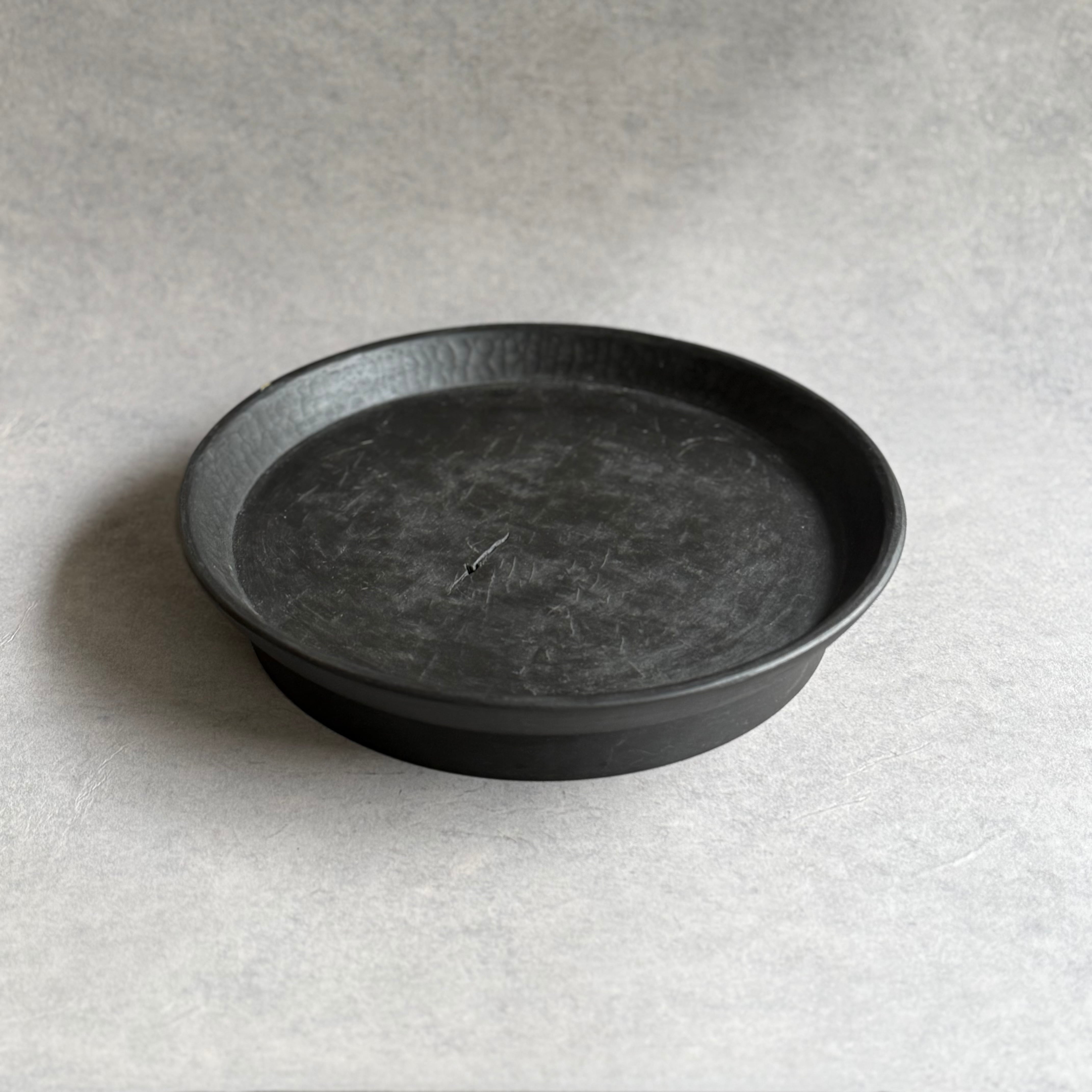 村上圭一 クス 黒漆ハツリ目高台盆φ300*h55