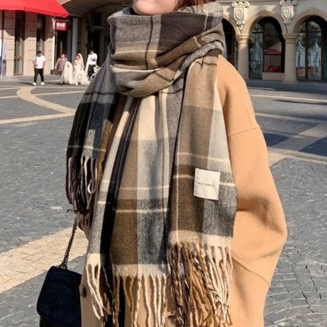 フェミニン♡チェック柄ボリュームマフラー　G0459