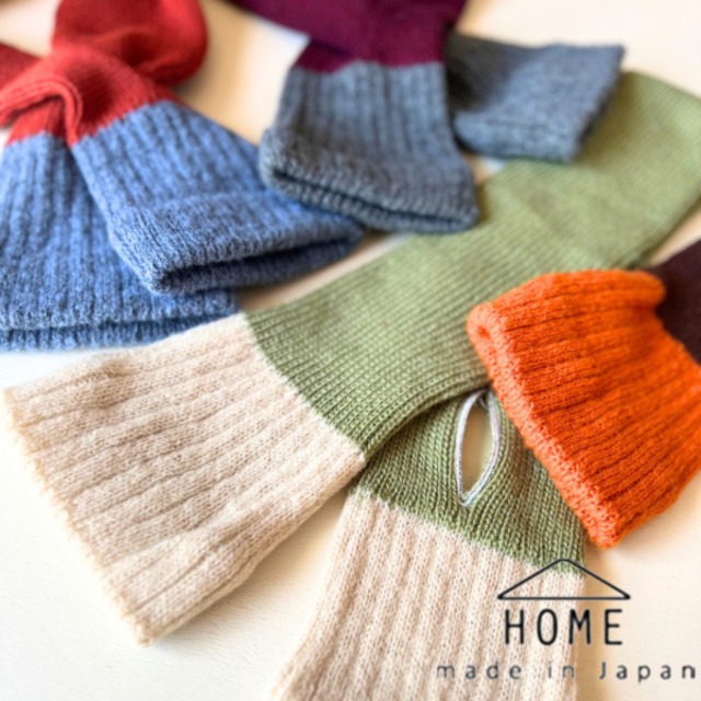 HOME ホーム やわらかウール混 バイカラーショートマフラー HW03