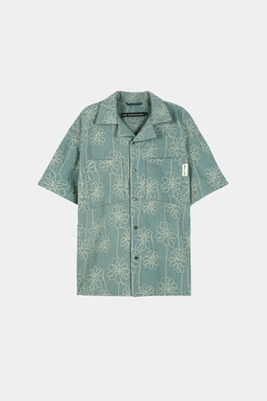 [ANDERSSON BELL] FLOWER EMBROIDERY OPEN COLLAR SHIRT atb1446m(BLUE) 正規品 韓国ブランド 韓国通販 韓国代行 韓国ファッション ANDERSSONBELL アンダーソンベル 日本 店舗