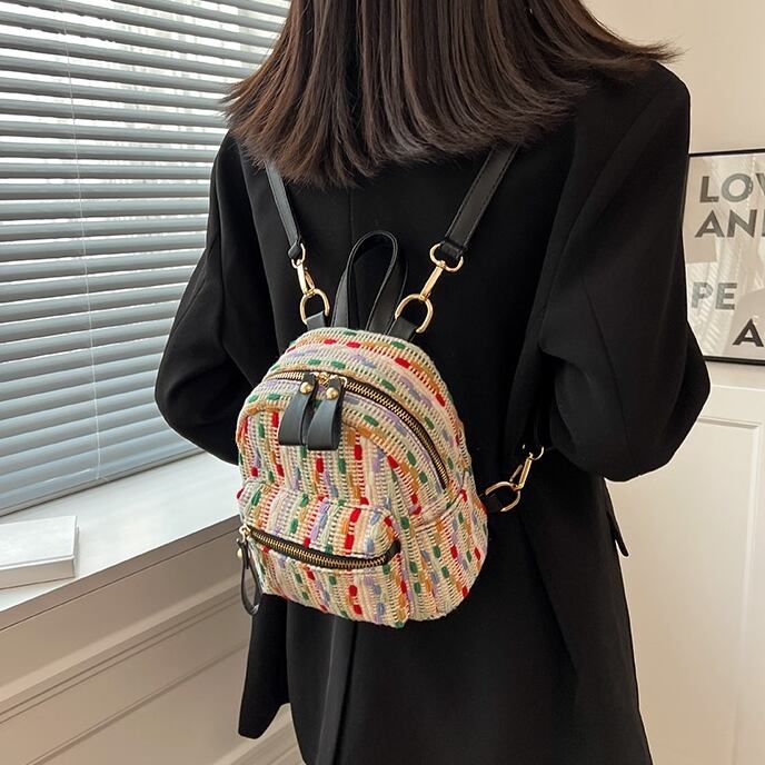 バッグ レディース 2色 リュック バックパック 鞄 カバン かばん ストライプ ドット カラフル ツイード風 フェイクレザー ミニバッグ PUレザー バックパック かわいい 大人可愛い きれいめ カジュアル フェミニン おしゃれ お洒落 おとな ラブリー キュート ガーリー 抜け感 無地 OL 通勤 学生 通学 デート お出かけ 女子会 休日 コンパクト 春 夏 秋 冬 オールシーズン 10代 20代 30代 40代 50代 ママ 韓国系 普段使い 楽ちん トレンド 流行 ホワイト ブラック 送料無料