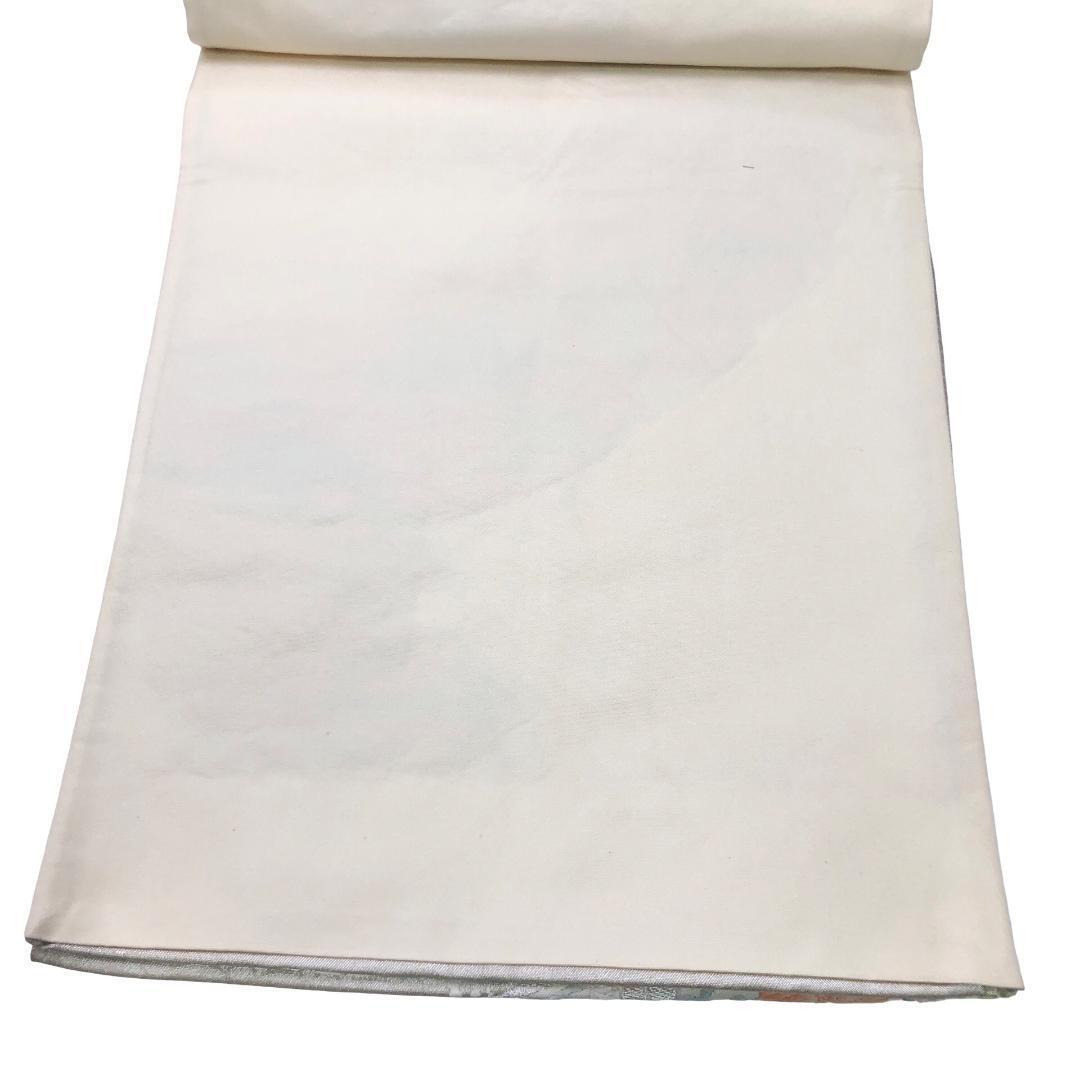 袋帯 花唐草模様 青海波 銀色 唐織 銀糸 O-5436 袋帯 花唐草模様 青海波 銀色 唐織 銀糸 O-5436 着物 きもの