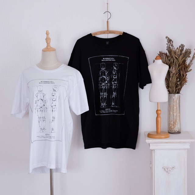 Tシャツ: Blueprint of a ball-jointed doll 白