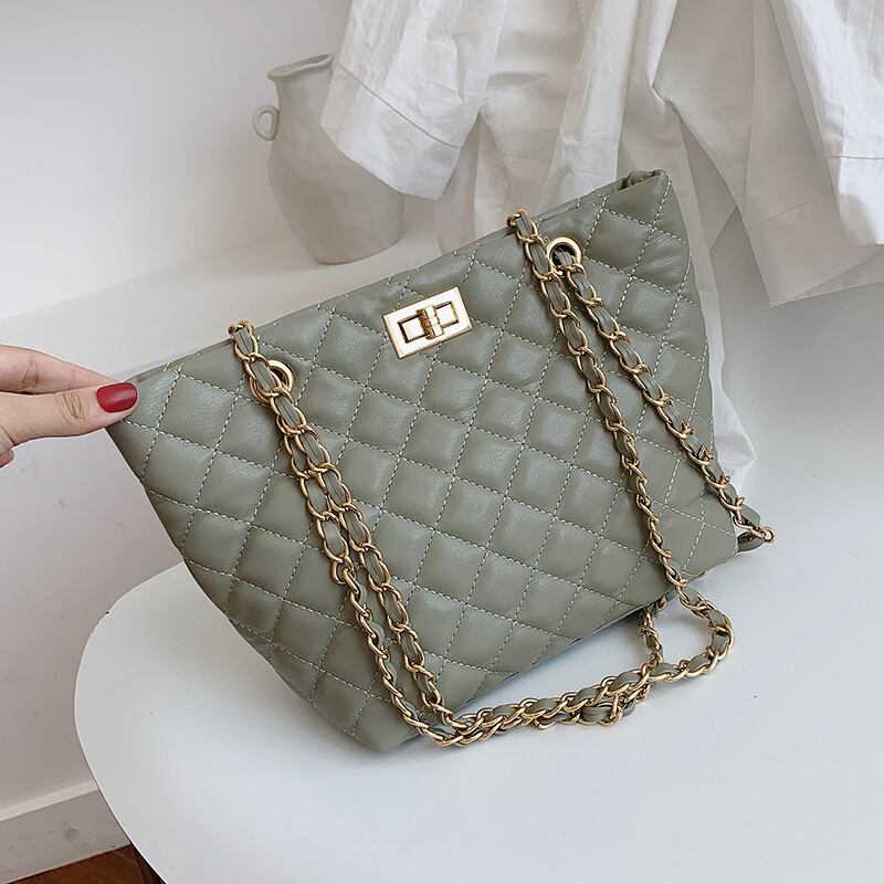 Lingge刺繍糸大容量ショルダーバッグ女性2020新しい波バージョンワイルドチェーンクロスボディバッグファッションバケットバッグ Tiancai_Wing_Bag6020431