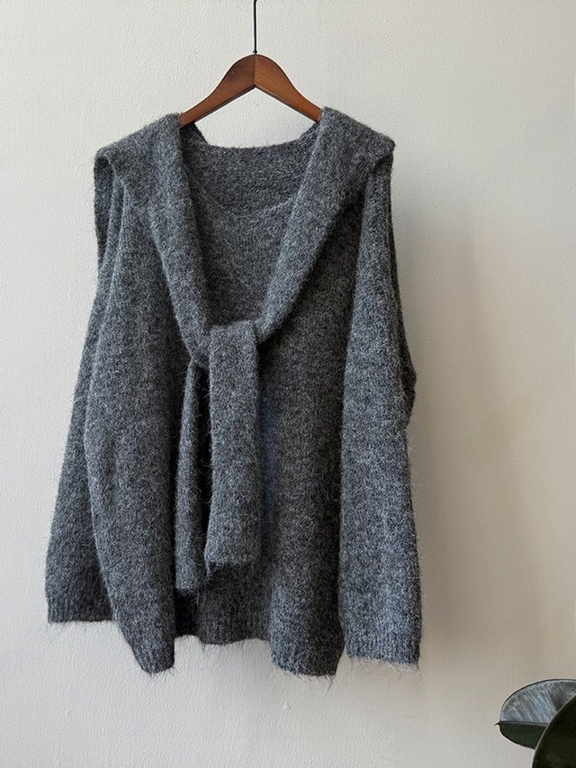Knit Top × Scarf Knit Layered Set