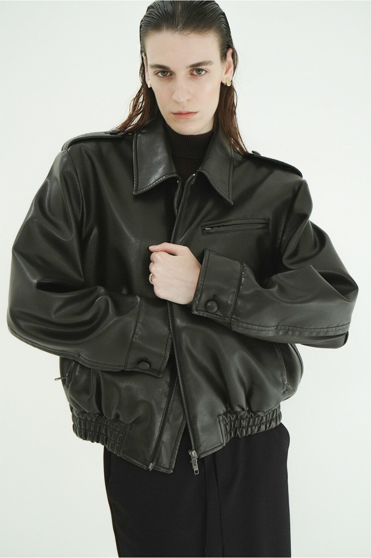 CLANE BULKY LINE SINGLE LEATHER JACKET