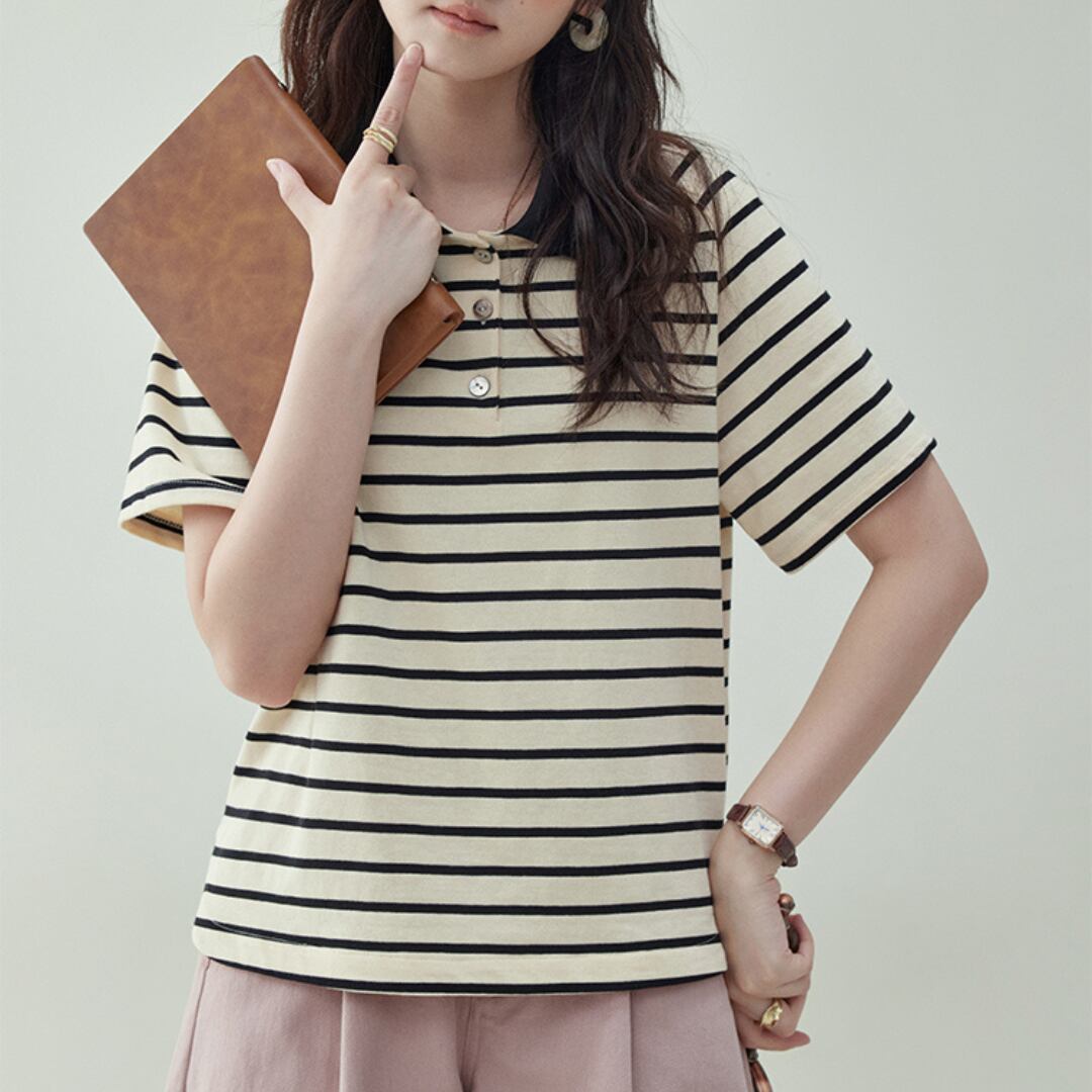 striped tshirt with polo collar