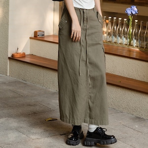 retro pocket denim skirt