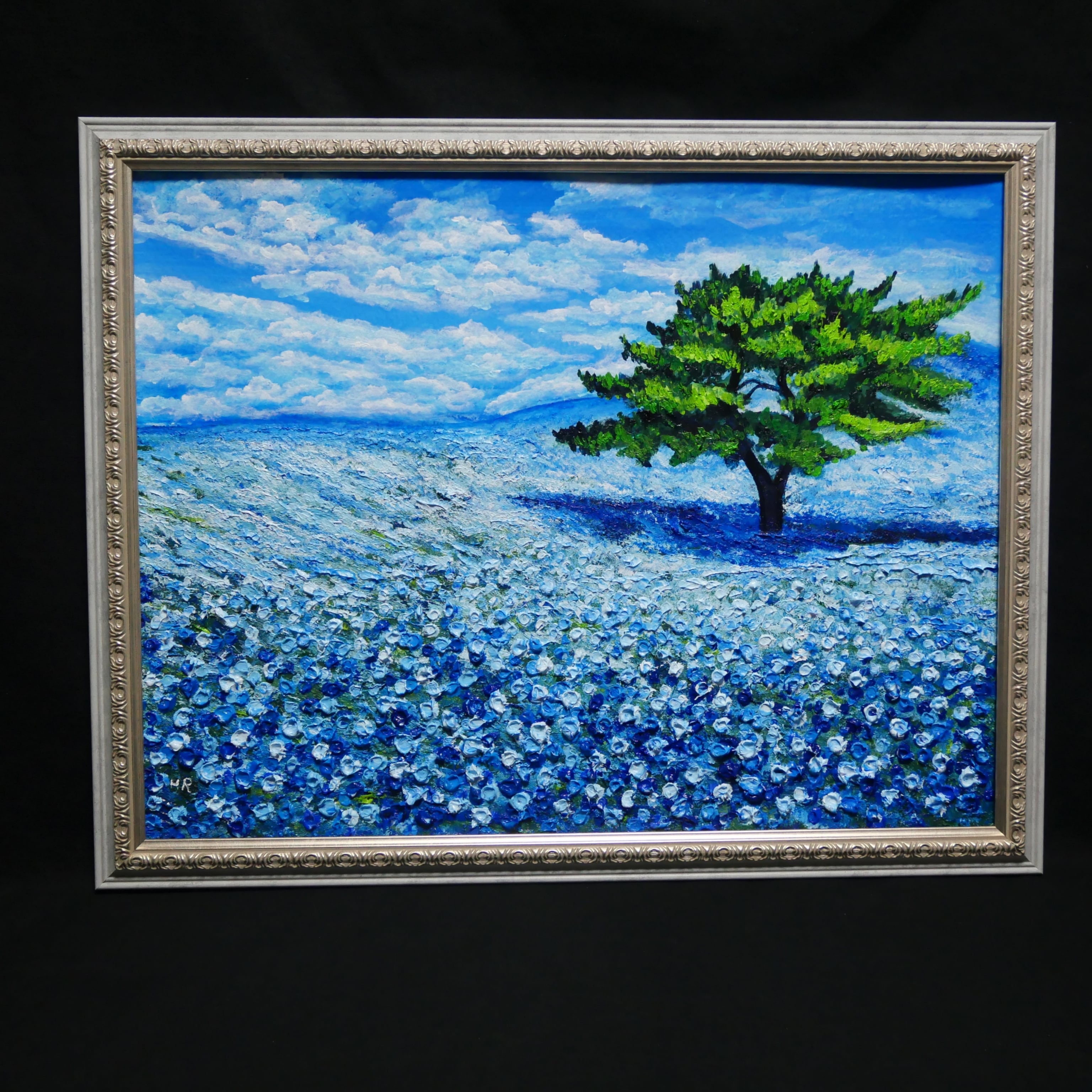 希望を運ぶ青い花【青空のネモフィラの丘】インテリアアート原画