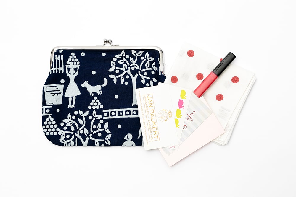 がま口ポーチ 大 | Violka / ヴィオルカ チェコの藍染め