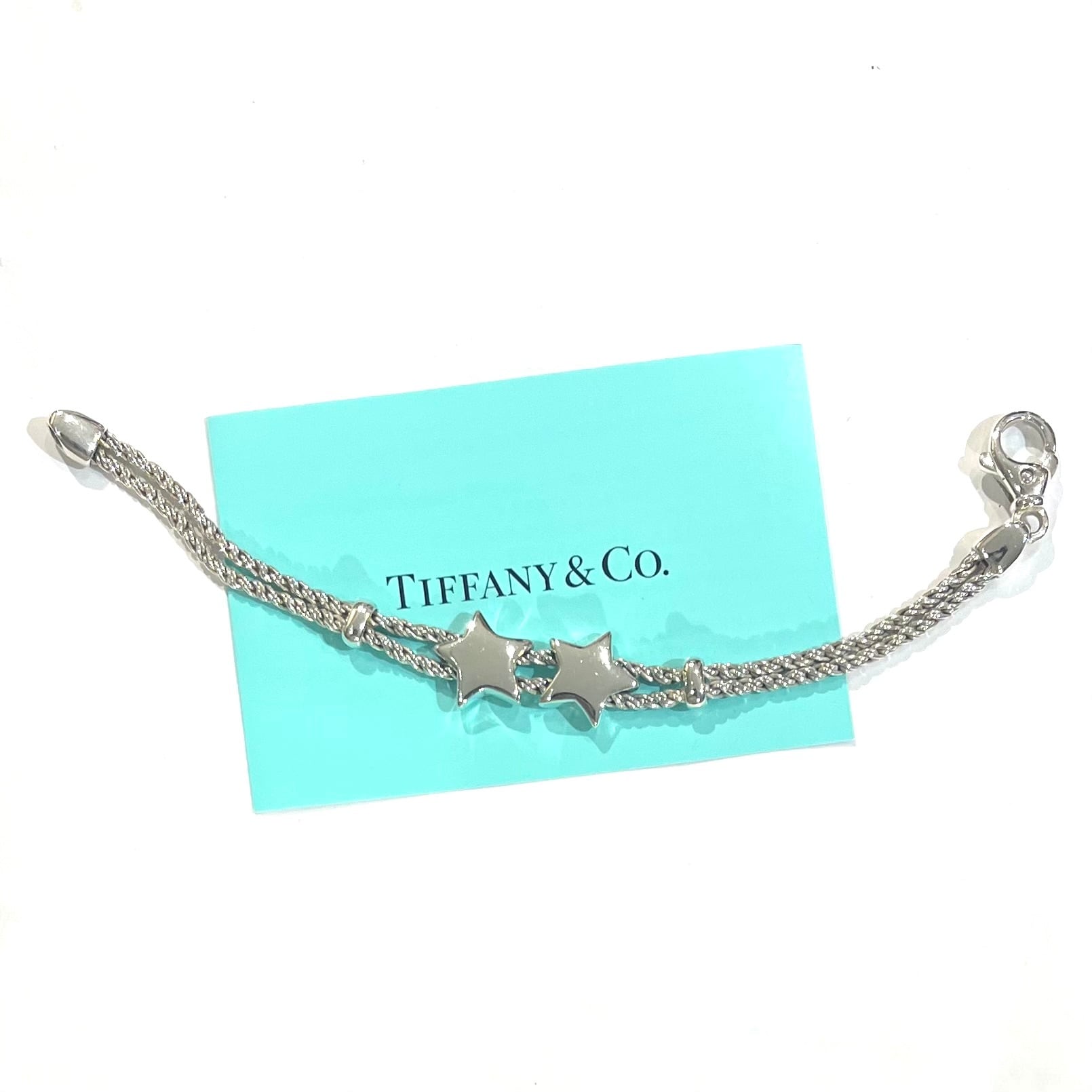 希少【TIFFANY&CO.】2217 イタリア製 ダブル星スターモチーフ ダブル