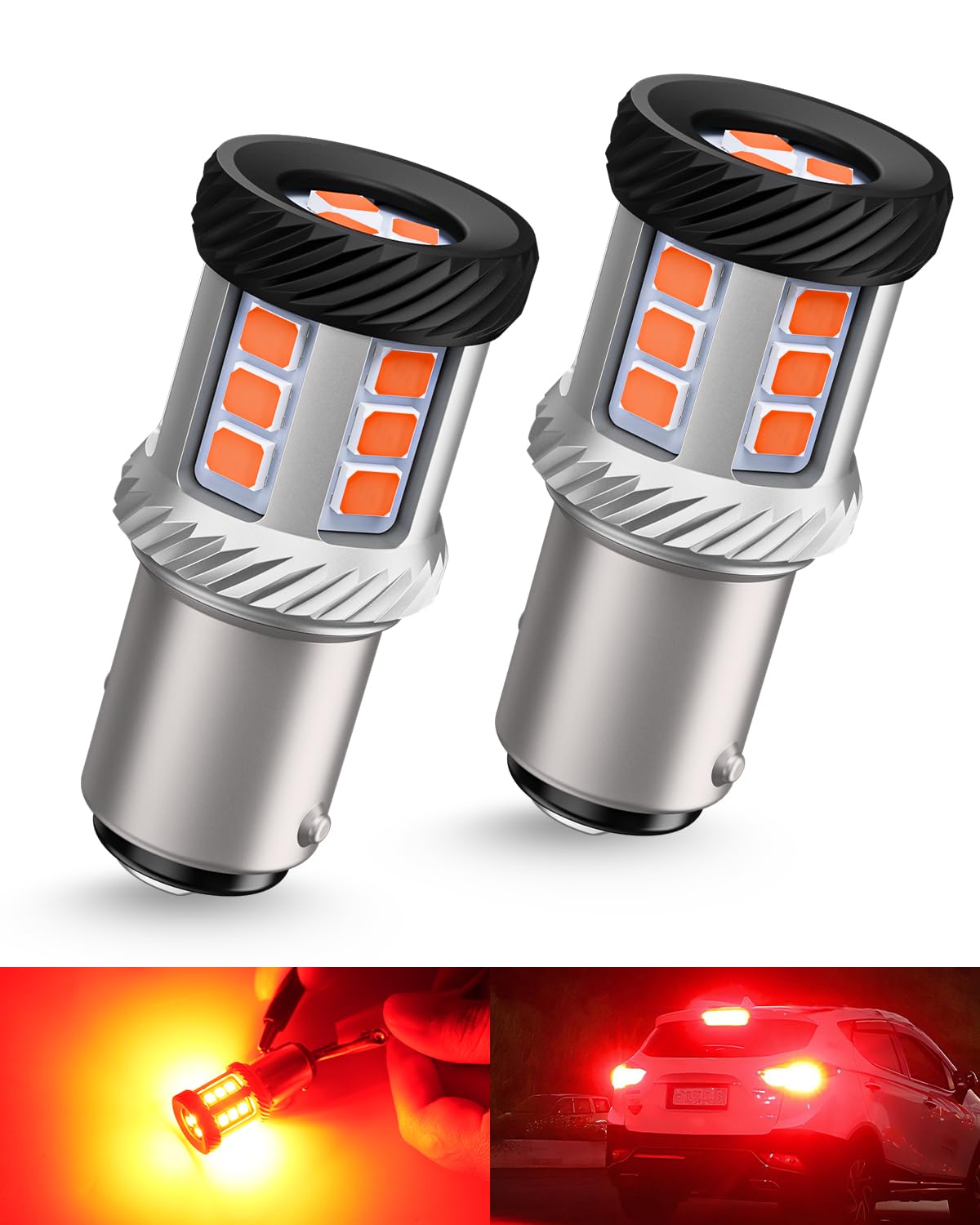 【特価処分】BORDAN s25 led ダブル レッド 超高輝度 車検対応 180度段違い led ブレーキランプ テールランプ キャンセラ内蔵 DC12V 汎用 純正交換 ポン付け 国産車 2個セット