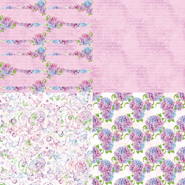 紫陽花の6インチデザインペーパー12種24枚入り　Hydrangea Love　R2306【Panalisa Craft】[PC-09]