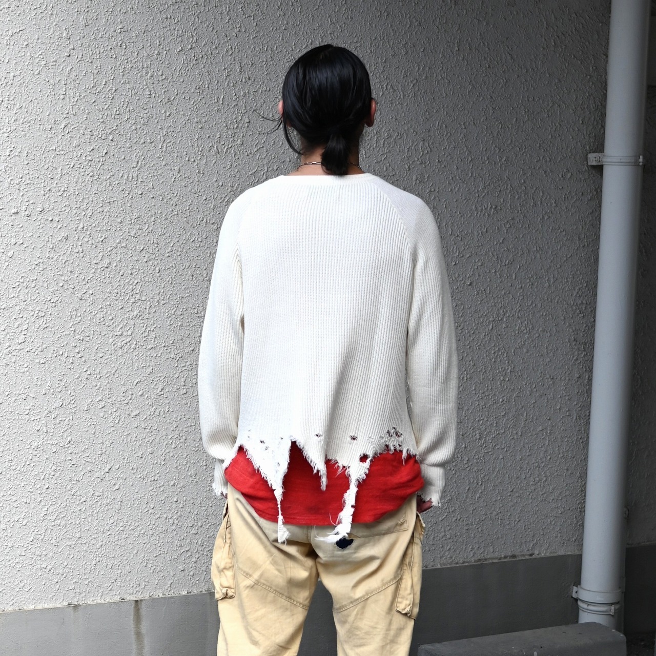 Leh / GANKO別注×damage waffle L/S sweater