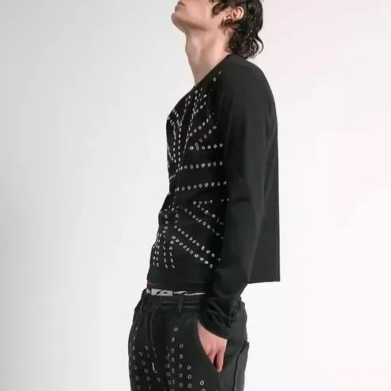 Geometric Stud Slim Long Sleeve Tee TB2566・画像3
