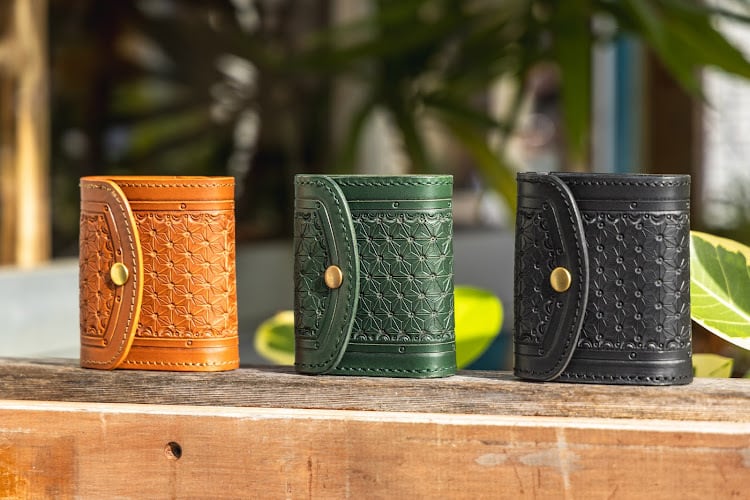 【麻柄二つ折り財布】【Half wallet】ベロ付き