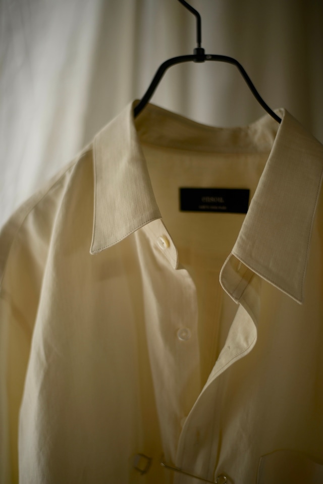 ensou. / silk linen rip stop ribbon shirt(écru)