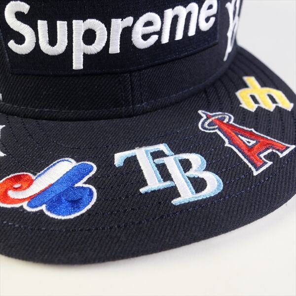 supreme cap ネイビー 7-3/8 美品 newera キャップ 紺