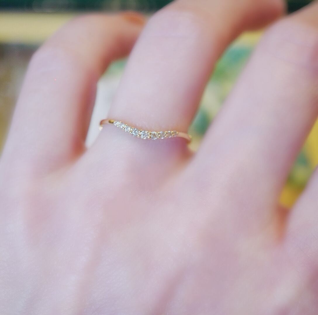 order ring】10kゆるV字ダイヤモンドハーフエタニティリング | myuto
