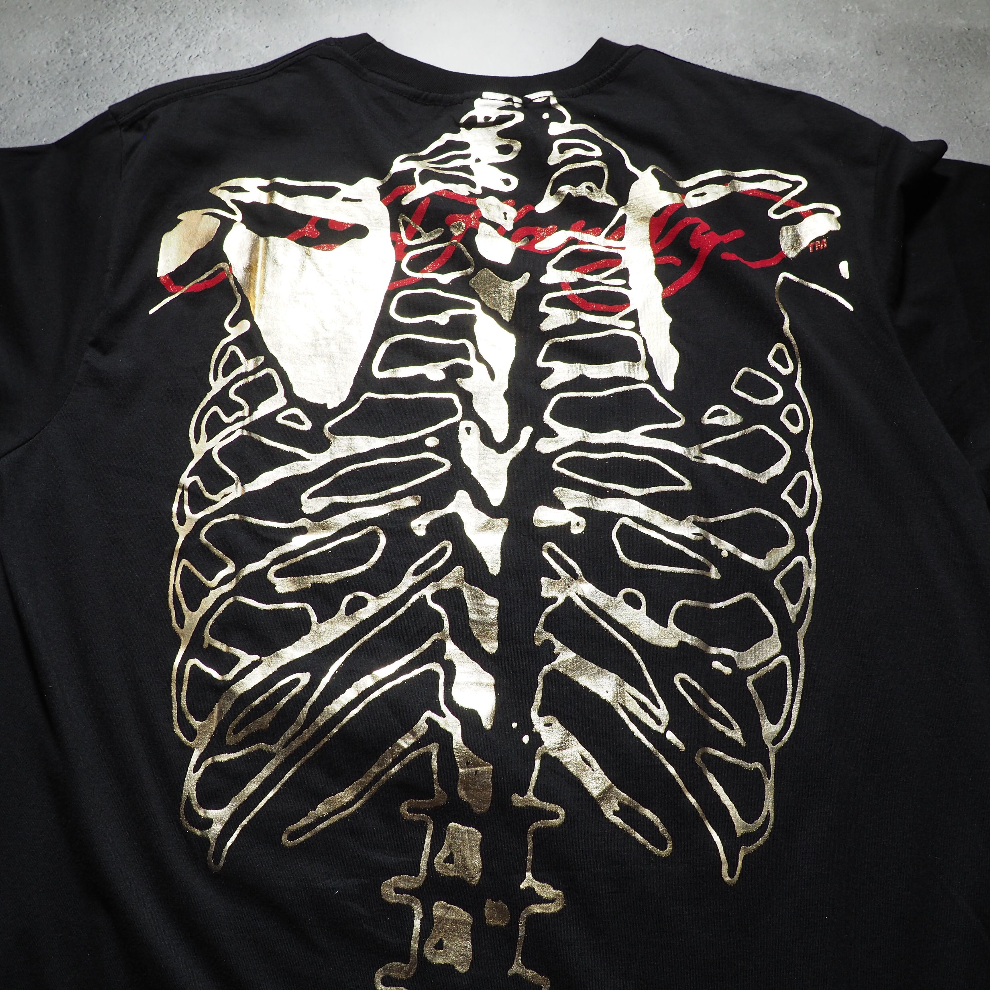 ” Ed Hardy ” Gold Bone framework printed Black SS Tee