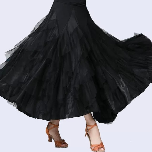 ハイウエスト ティアードチュール ボリューム ダンススカート 6col D00625