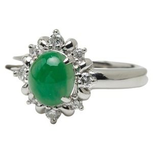 Pt900 プラチナ ヒスイ1.56ct ダイヤ0.21ct 翡翠 リング 指輪 レディース 16号 【中古】