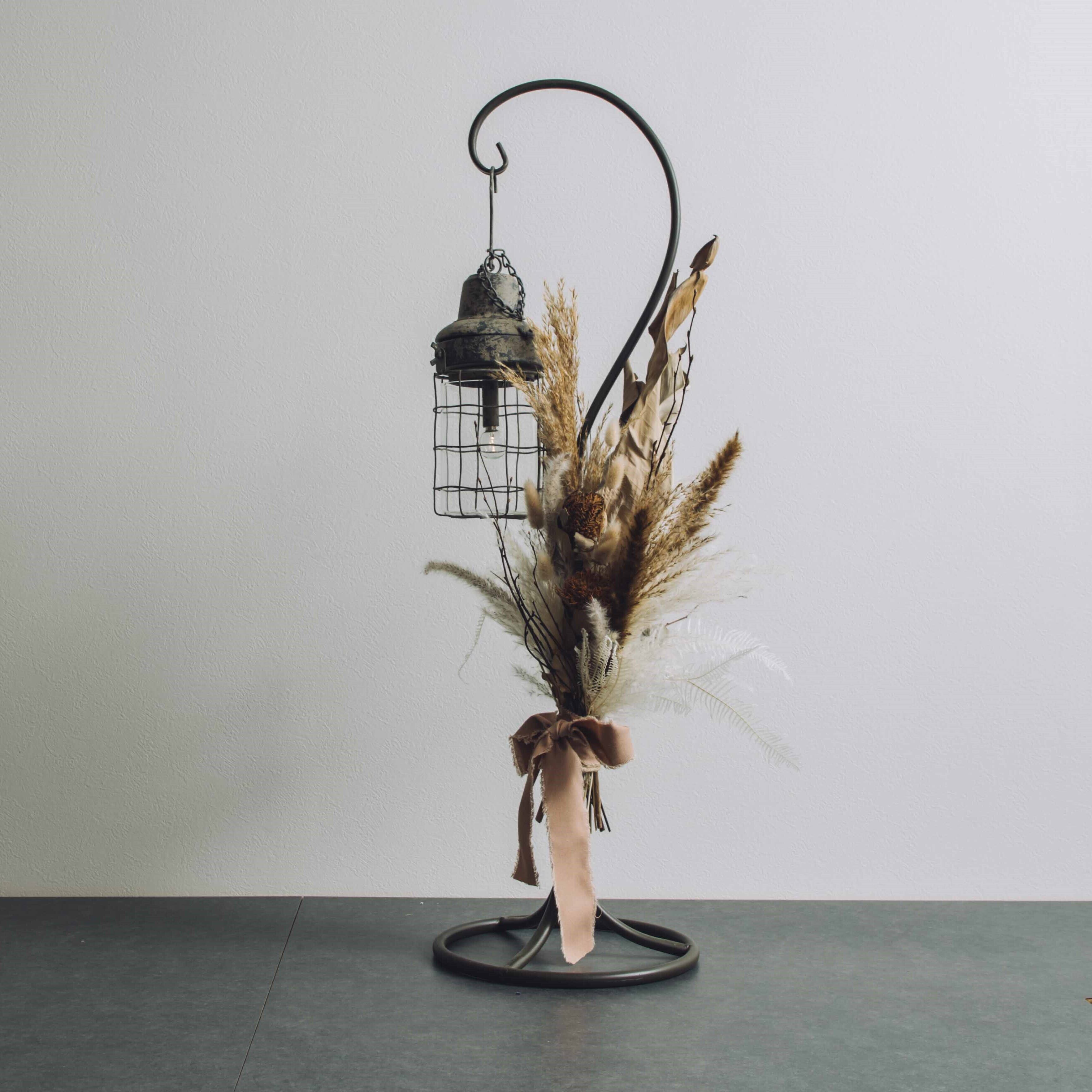 置き型 / ホワイト＆ブラウン / 品番 s6_6 / 照明・ドライフラワー