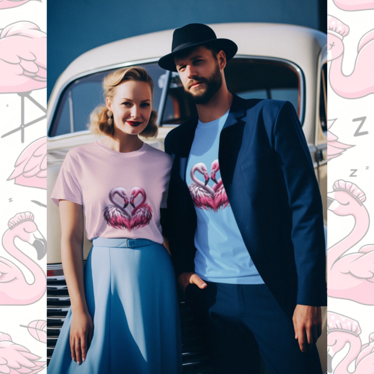 T-shirt -フラミンハートB 4121