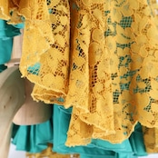 フラメンコ 衣装 VICTORIO＆LUCCHINO ドレス ワンピース ブルー系 グリーン系 イエロー系 からし 青 緑 レース ボランテ フリル ダンス パーティ 発表会 かわいい 総レース 舞台衣装 ダンス衣装