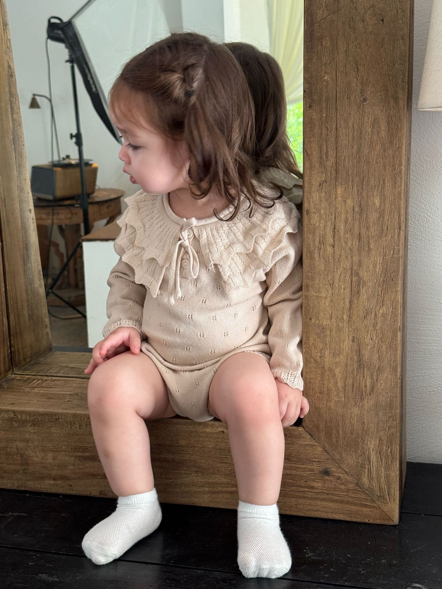 透かし編みニットロンパース