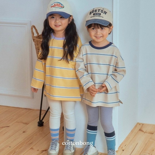 《予約》送料無料【cottonbong】Pudding Striped T-shirt