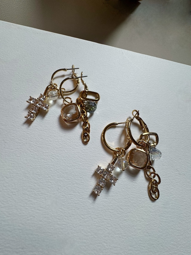 clear cross pierce/earring