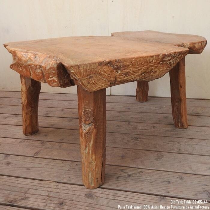 極厚オールドチーク テーブル 幅82cm × 奥行65cm × 高さ44cm 無垢材