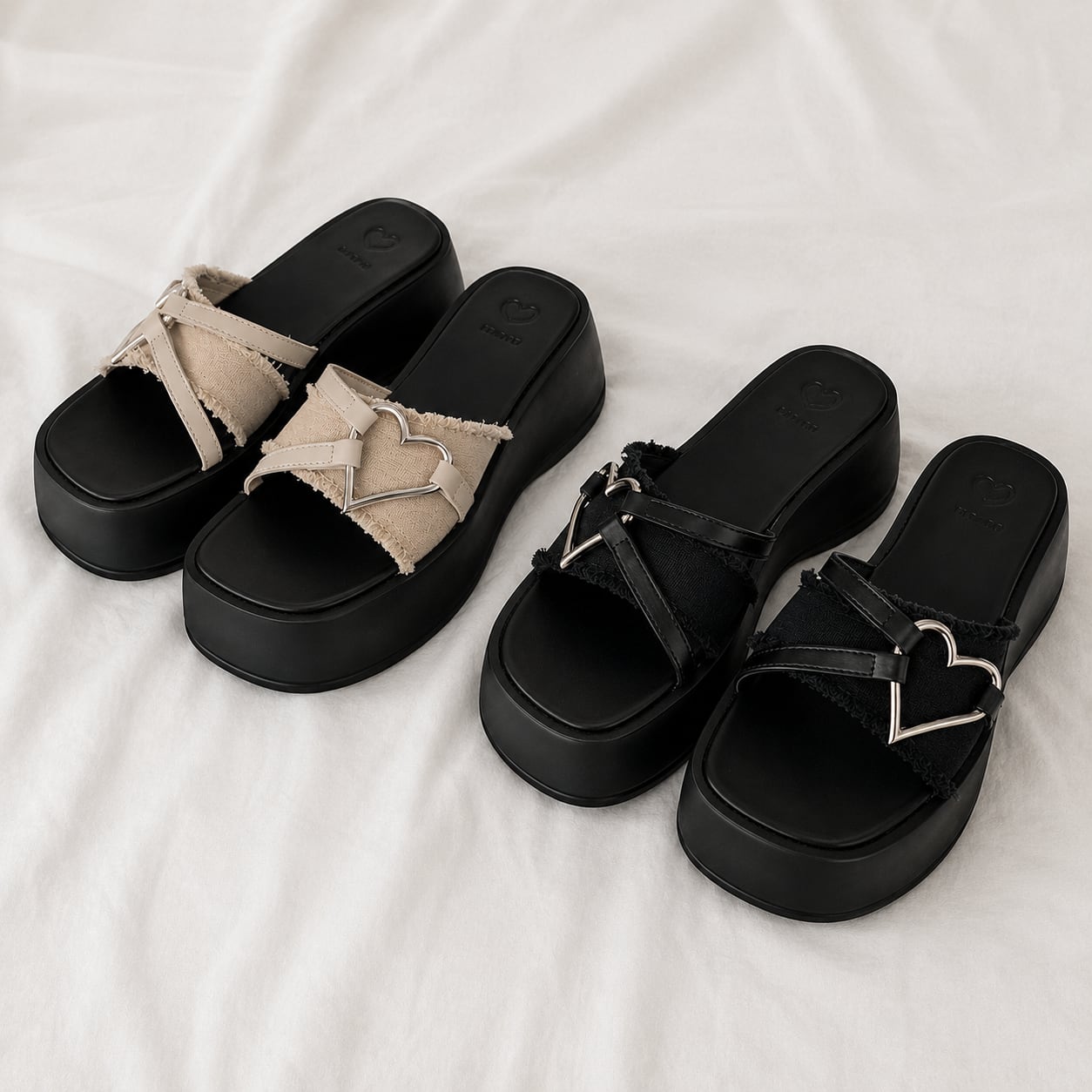 heart fringe platform sandals / l0620