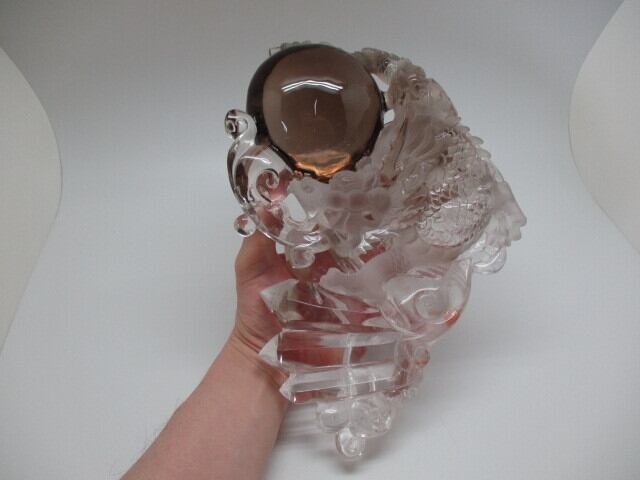 [送料無料][高品質][超美品] 総高約30cm 特大天然スモーキークオーツ龍