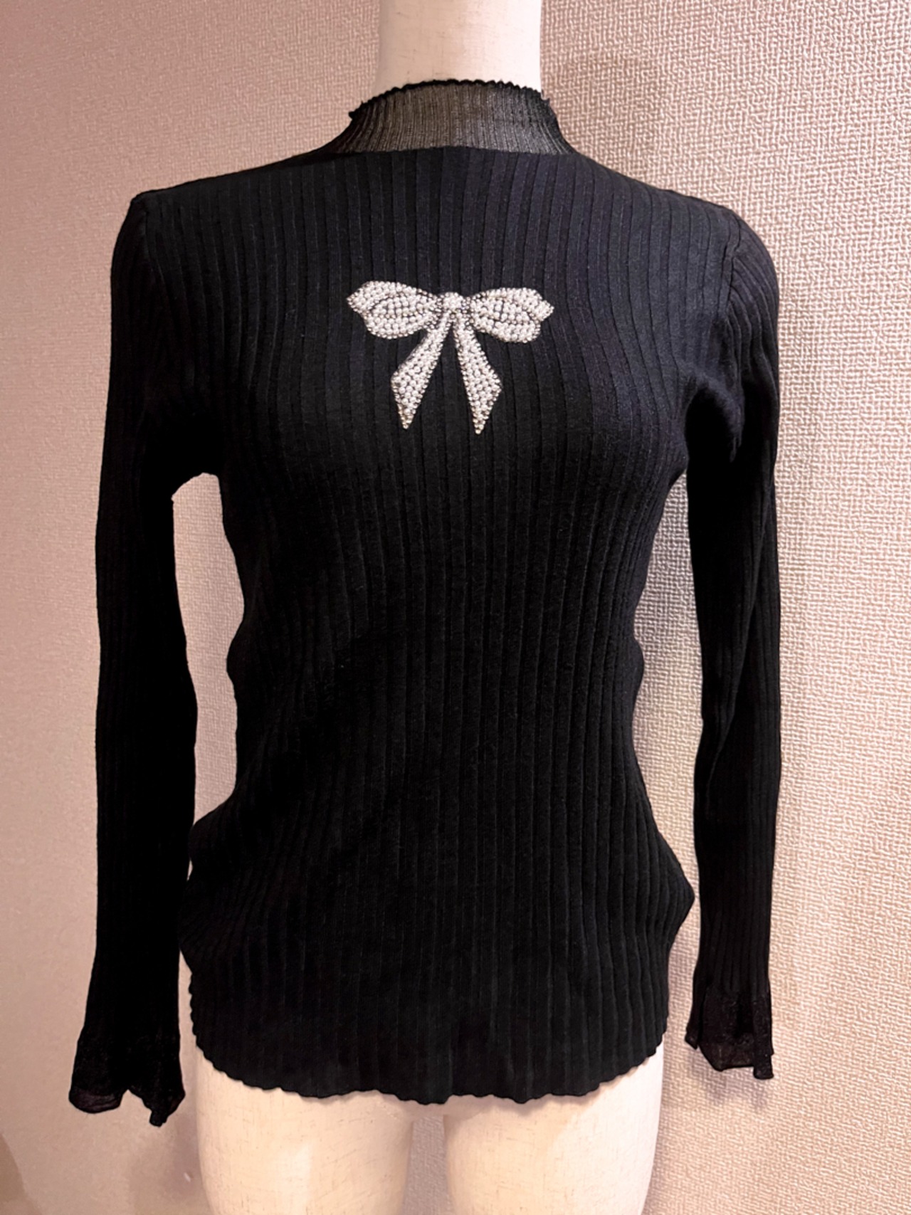 デコレーションストーンリボンニット LK1437